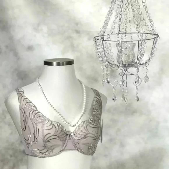 38DD Felina 110040 Lana Embroidered Unlined Plunge Bra Mocha NWT - Picture 5 of 11